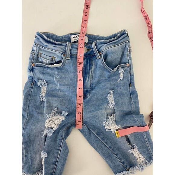 Wax Jeans Distressed Uber High Rise Cut-Off Jean Shorts Dirty Dancing - Sz Small - Picture 2 of 9